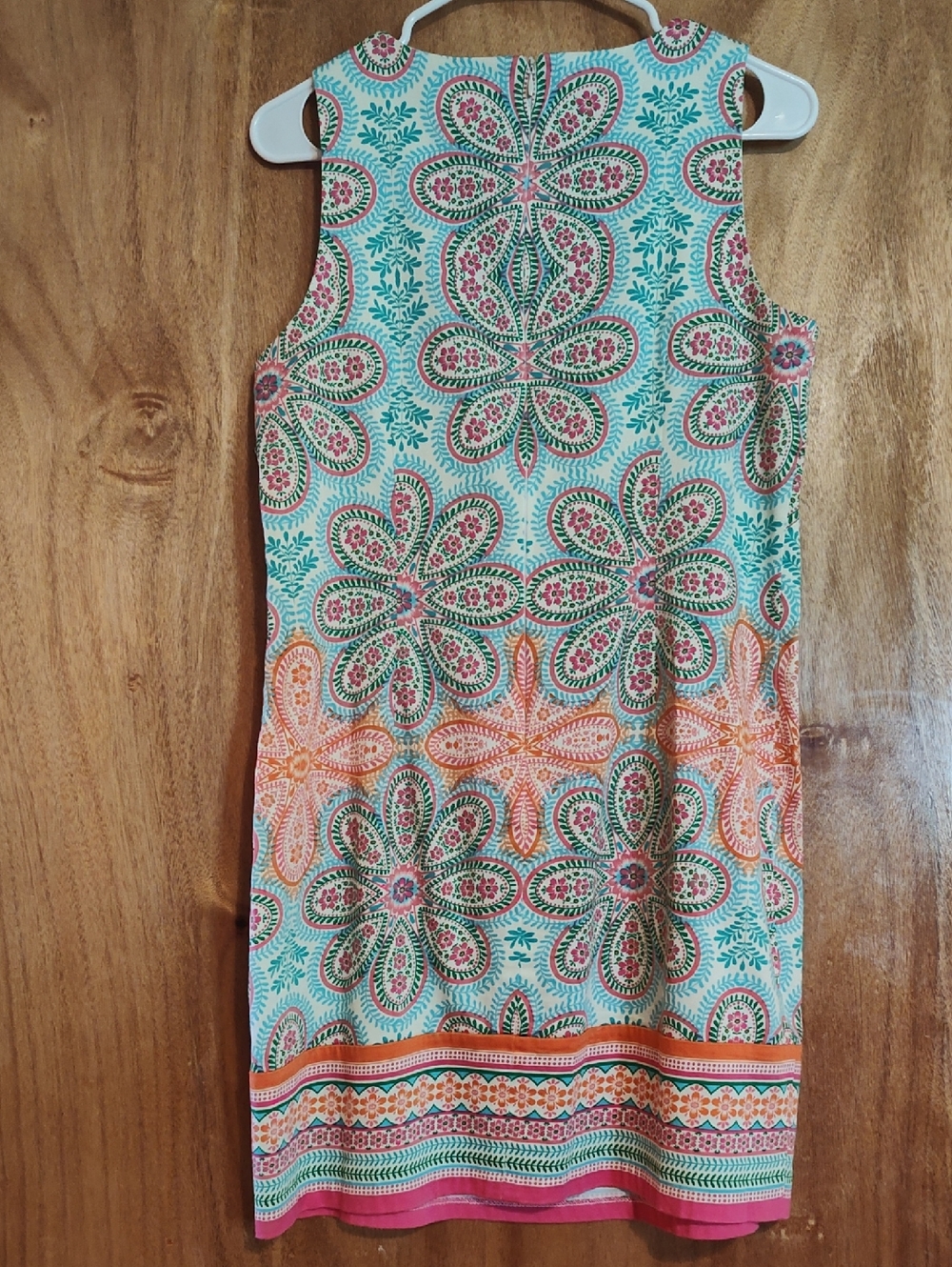Pretty London Times Sheath Dress Turquoise Pink Floral Stretch Preppy Brunch 8 - Picture 6 of 10